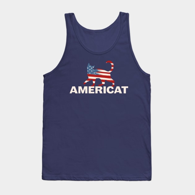 4th of July America Cat T-Shirt Tank Top by Craftee Designs